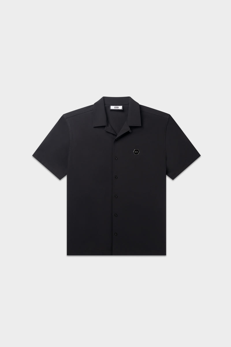 Hex-Series Relaxed Kurzarm Overshirt Jet Black