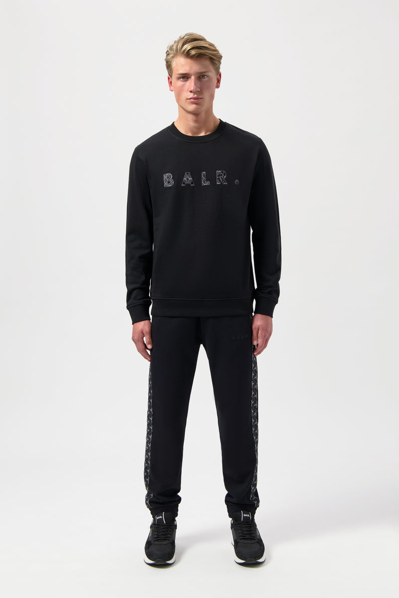 BALR. Monogram Embro Regular Fit Crewneck Black / fantôme de jais