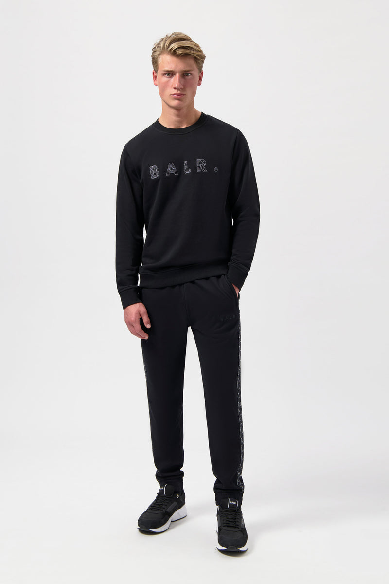 BALR. Monogram Embro Regular Fit Crewneck Black / fantôme de jais