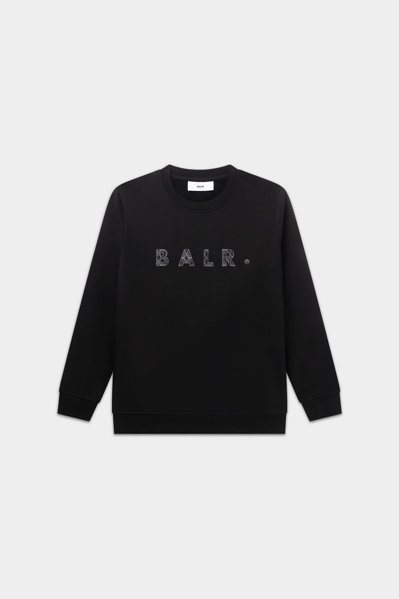 BALR. Monogram Embro Regular Fit Crewneck Black / fantôme de jais