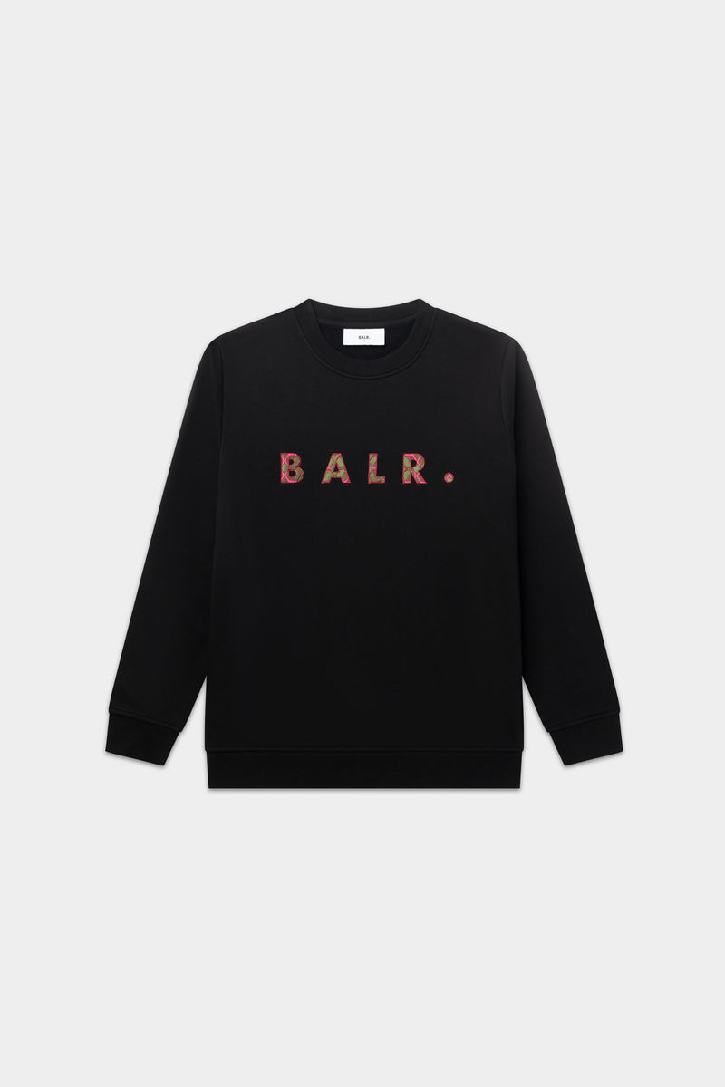 BALR. Monogram Embro Regular Fit Crewneck Jet Black /Tibetian Red