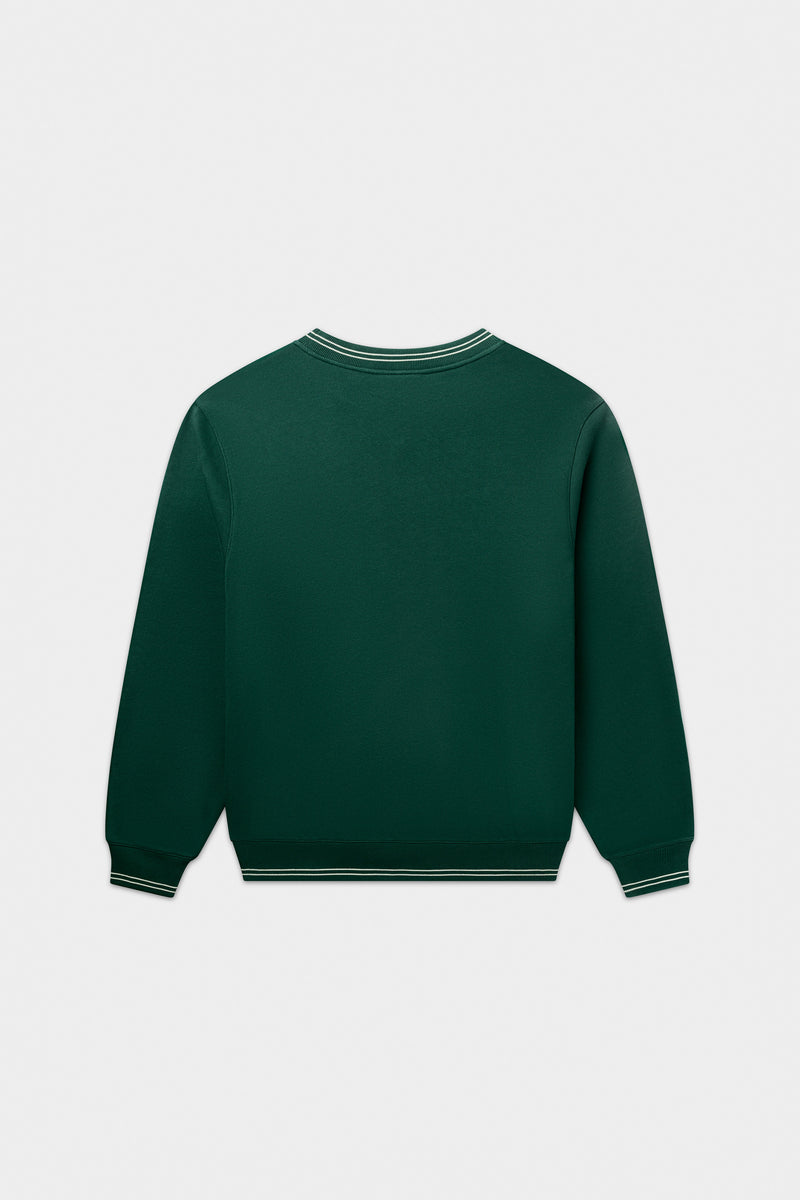 Band gestreift Crewneck Botanisches Grün