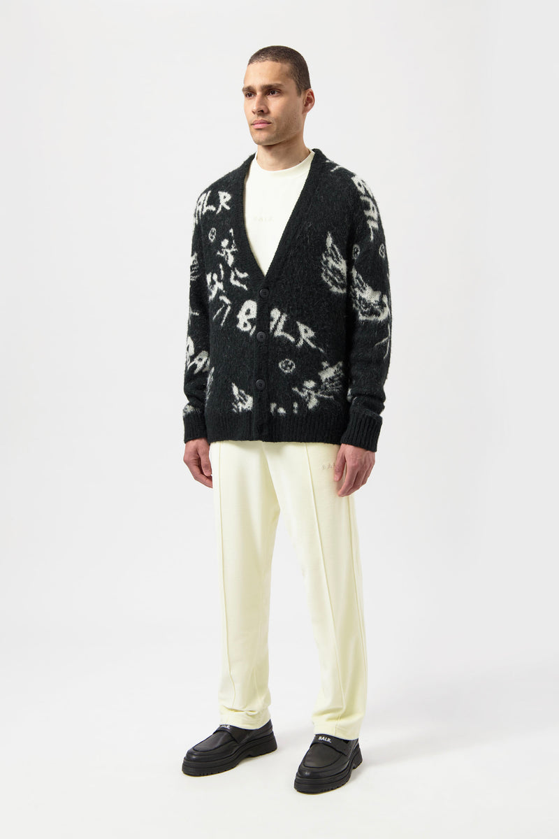 Game of the Gods Box Fit Cardigan brossé noir
