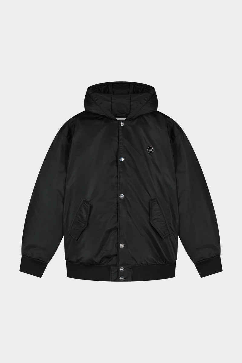 Hex Abzeichen Kapuze Bomber Jacke Jet Black