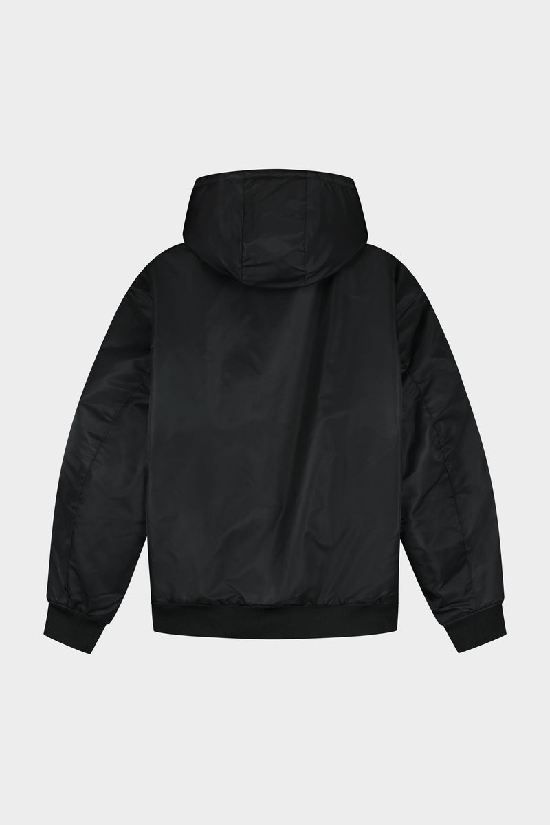 Hex Abzeichen Kapuze Bomber Jacke Jet Black