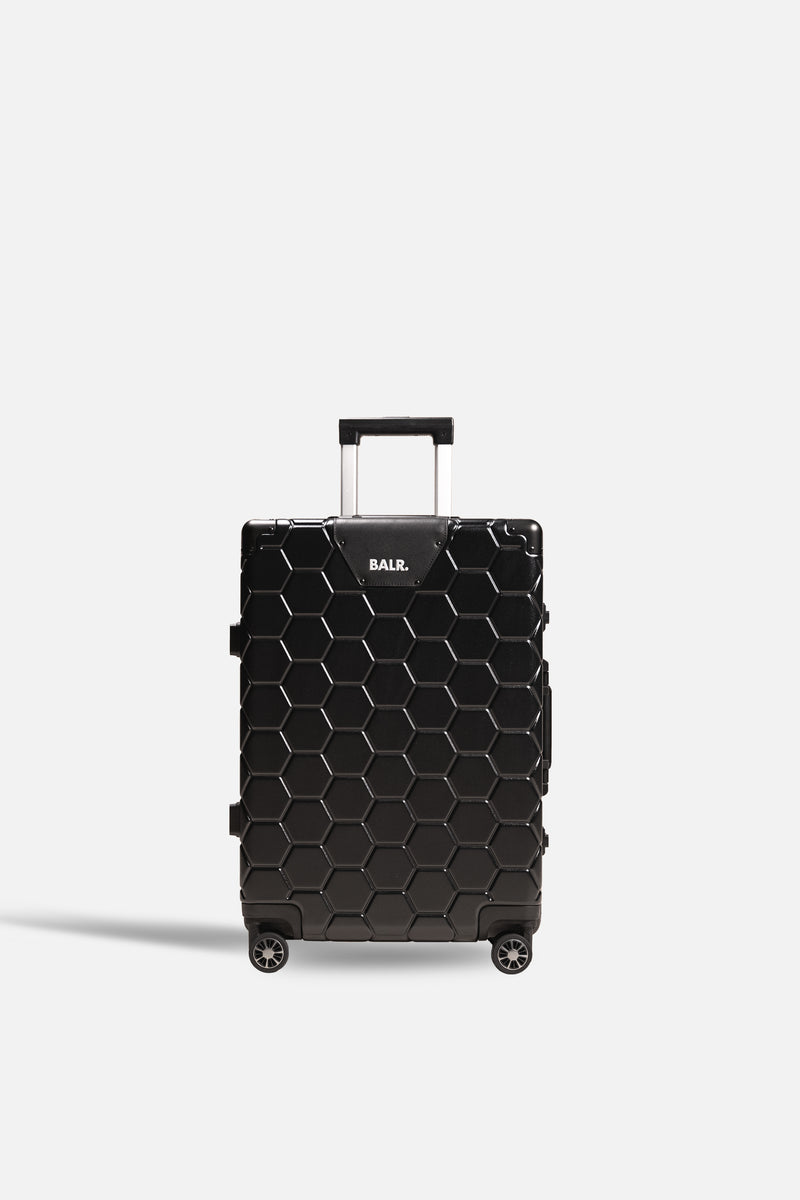Romeo Embossed Hexagon Suitcase Jet Black
