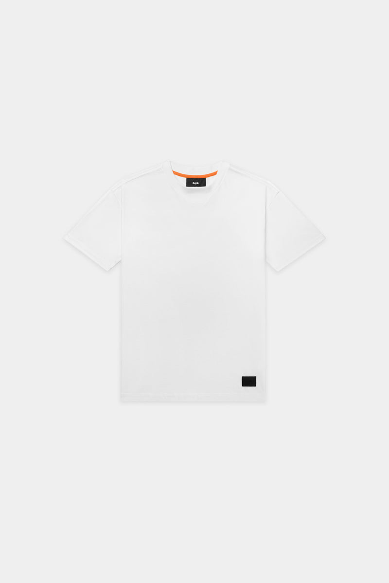 BALRXI Box Fit Camiseta de mezcla de seda blanca brillante