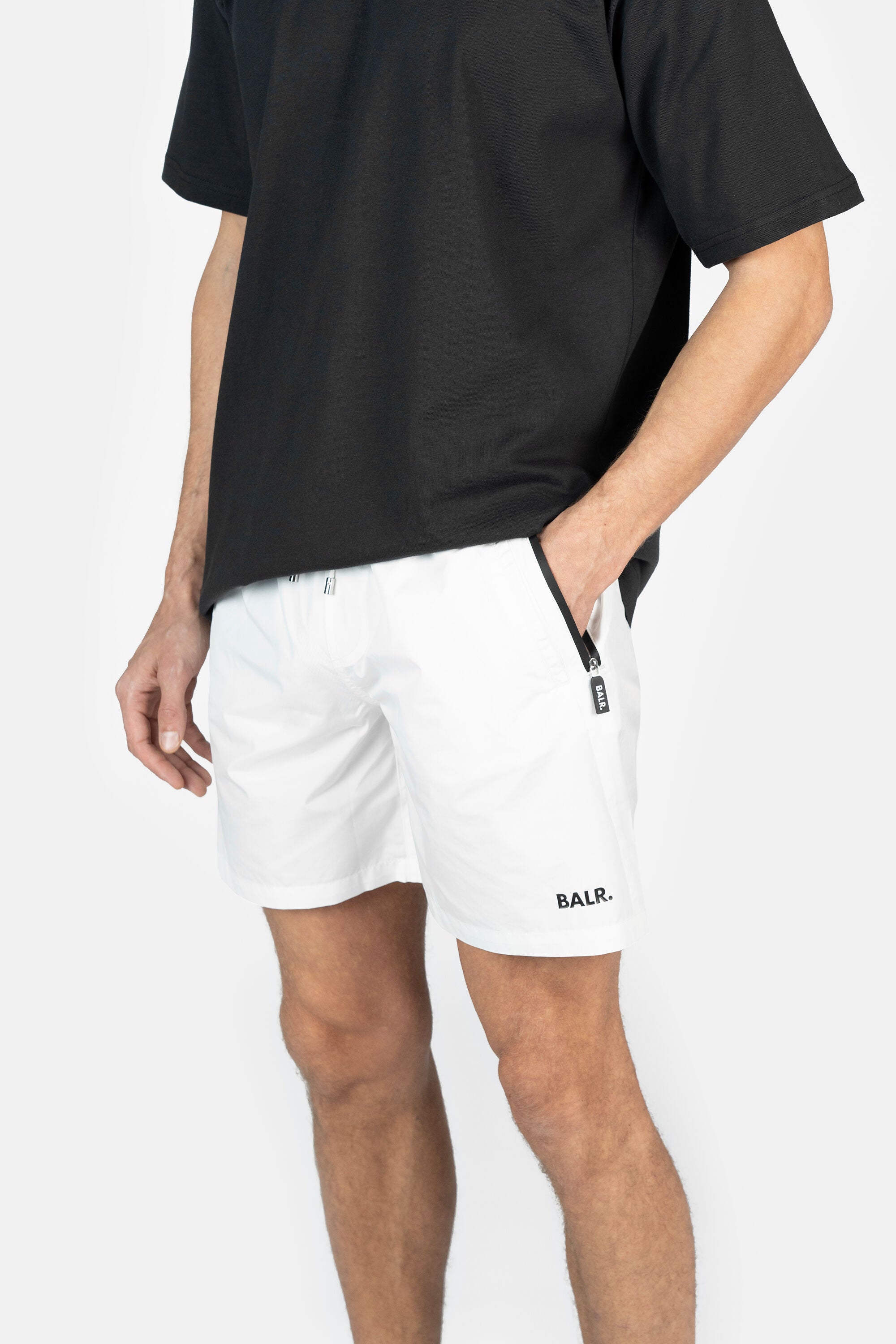 BALR. Clásico Swim Pantalones cortos blancos brillantes